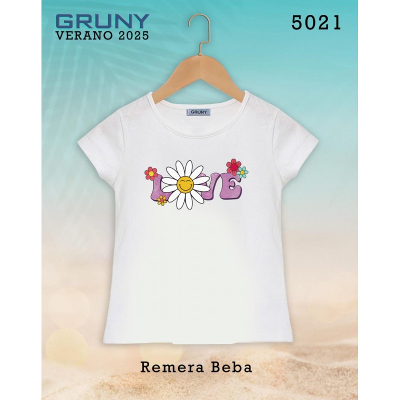 Remera beba Love flores Gruny