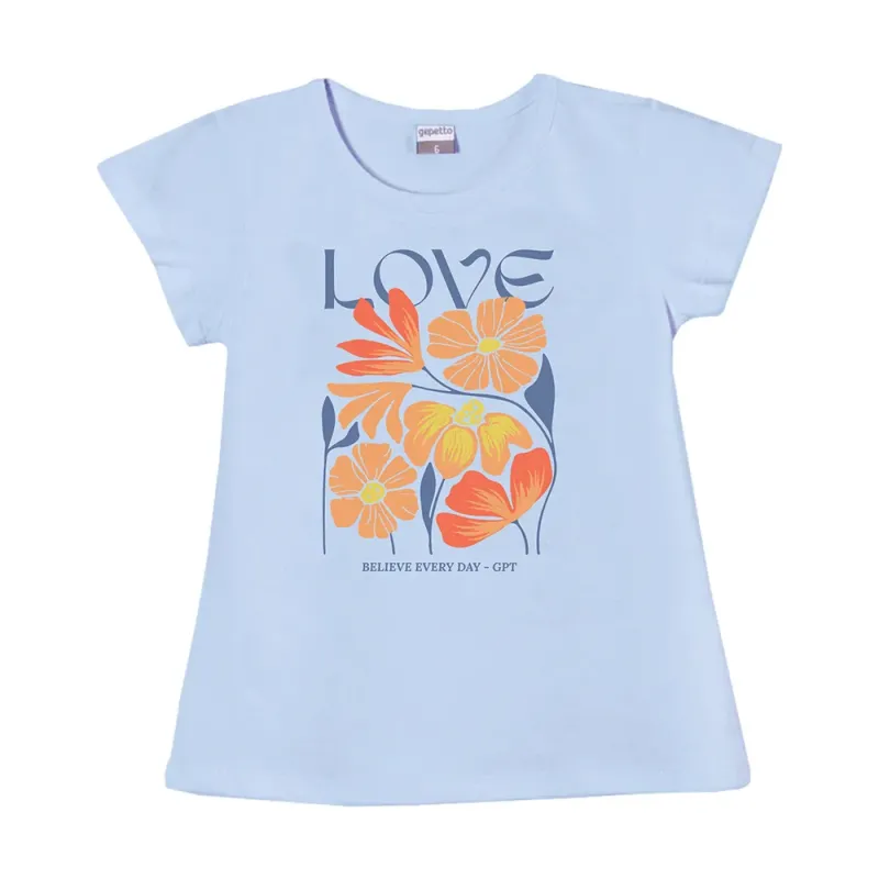 Remera nena love & flores Gepetto